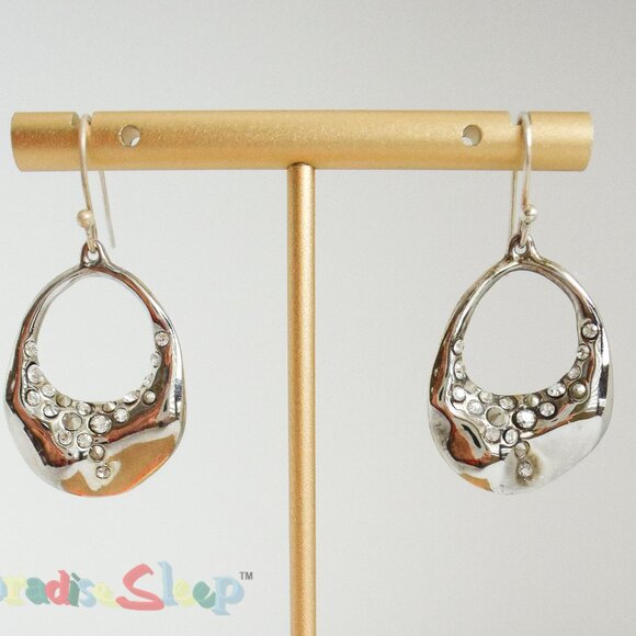 *Alexis Bittar*  Silver Rhinestone Encrusted Dangle Earrings. - Picture 1 of 10